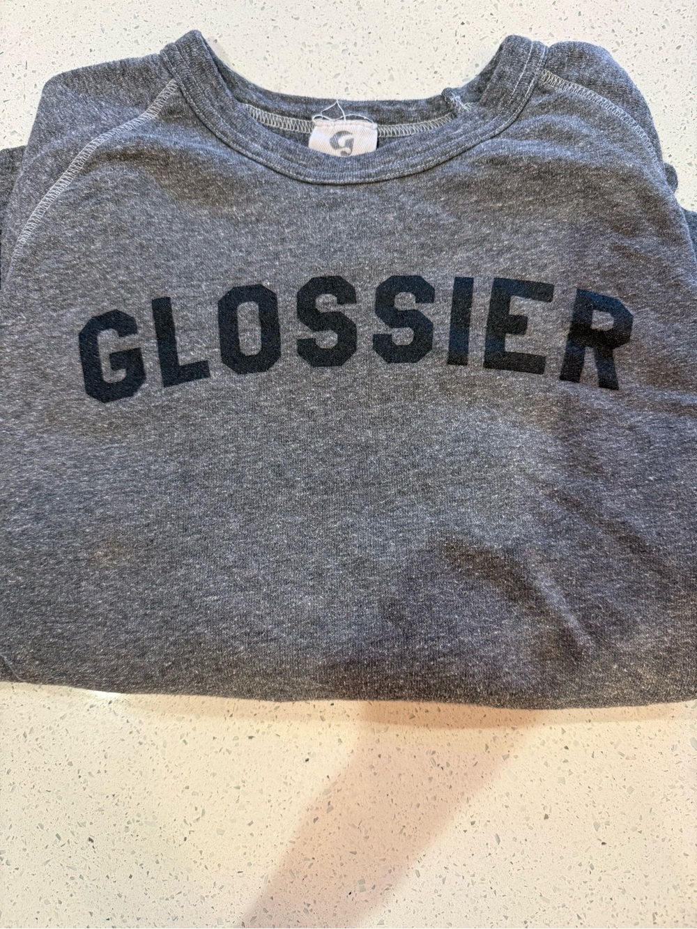 Glossier womens Gray Crewneck Sweatshirt with Black Logo